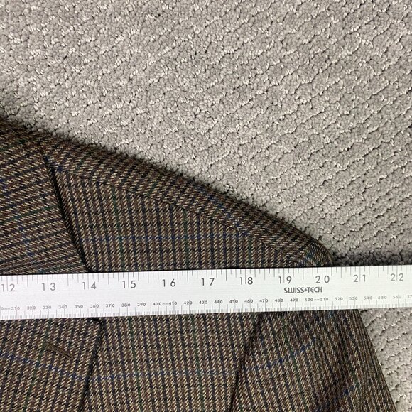 Lauren Ralph Lauren Houndstooth Blazer Sport Coat Mens 44L Brown Green Blue Wool - Picture 10 of 14